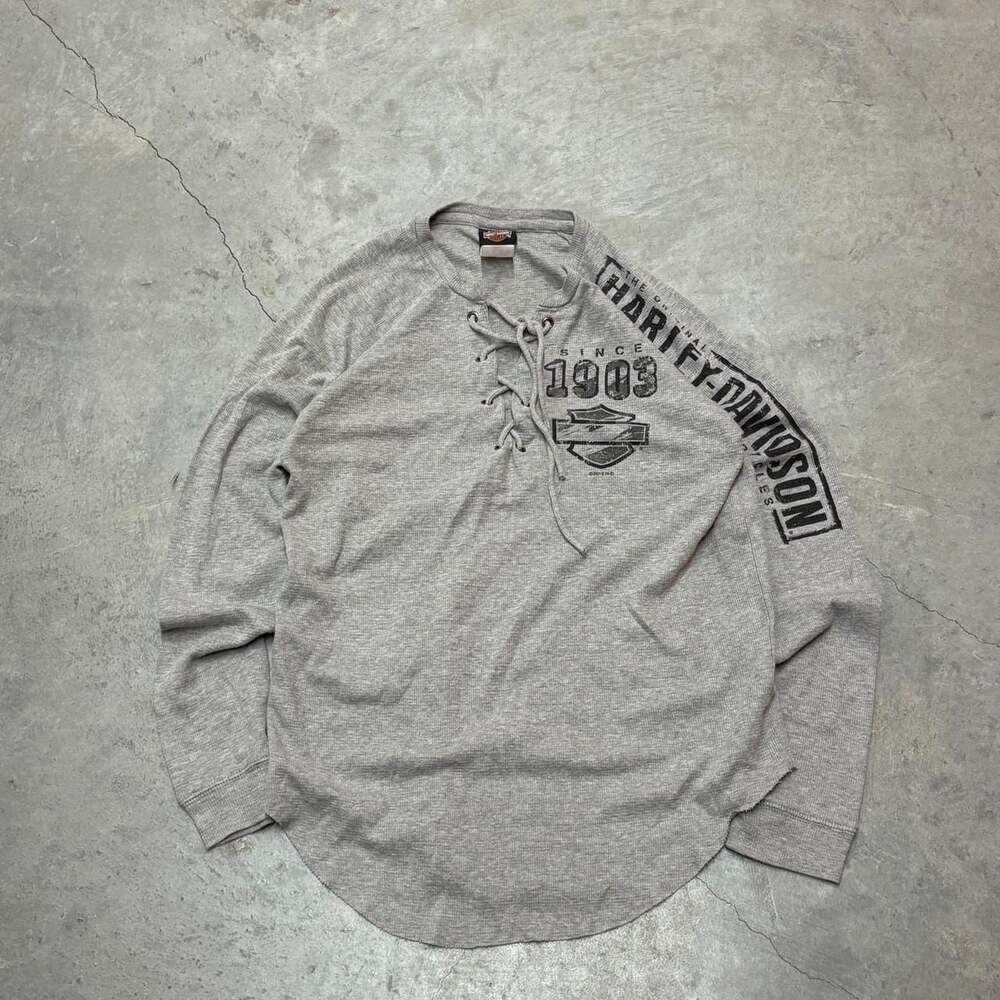 Harley-Davidson Boston Lace-Up Thermal Long Sleeve Shirt